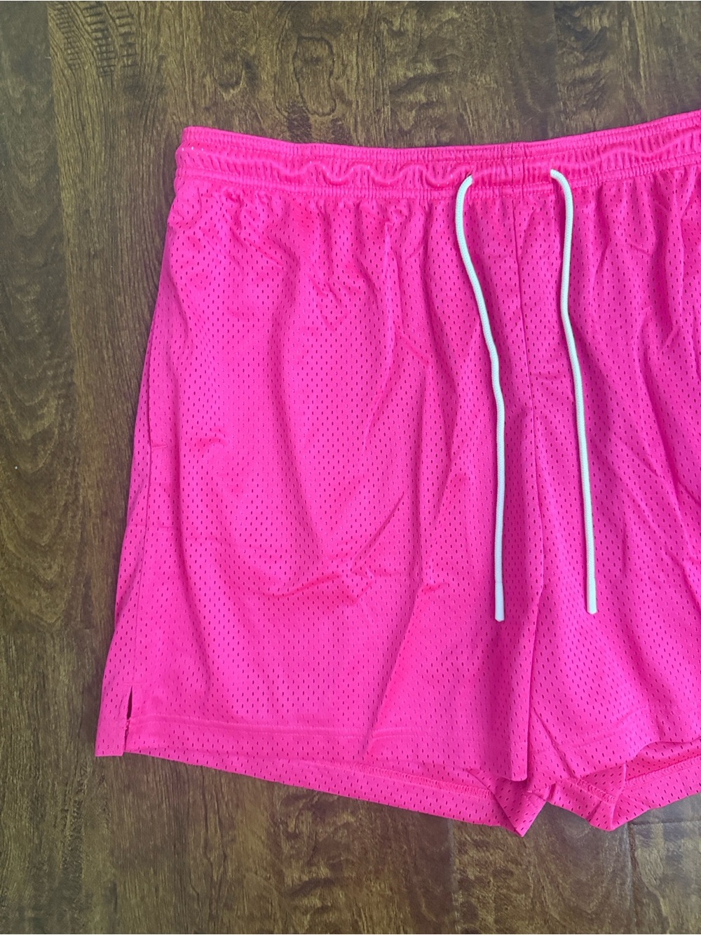Nike Men’s Hot Pink Athletic Mesh Shorts with White Drawstring - Picture 4 of 13